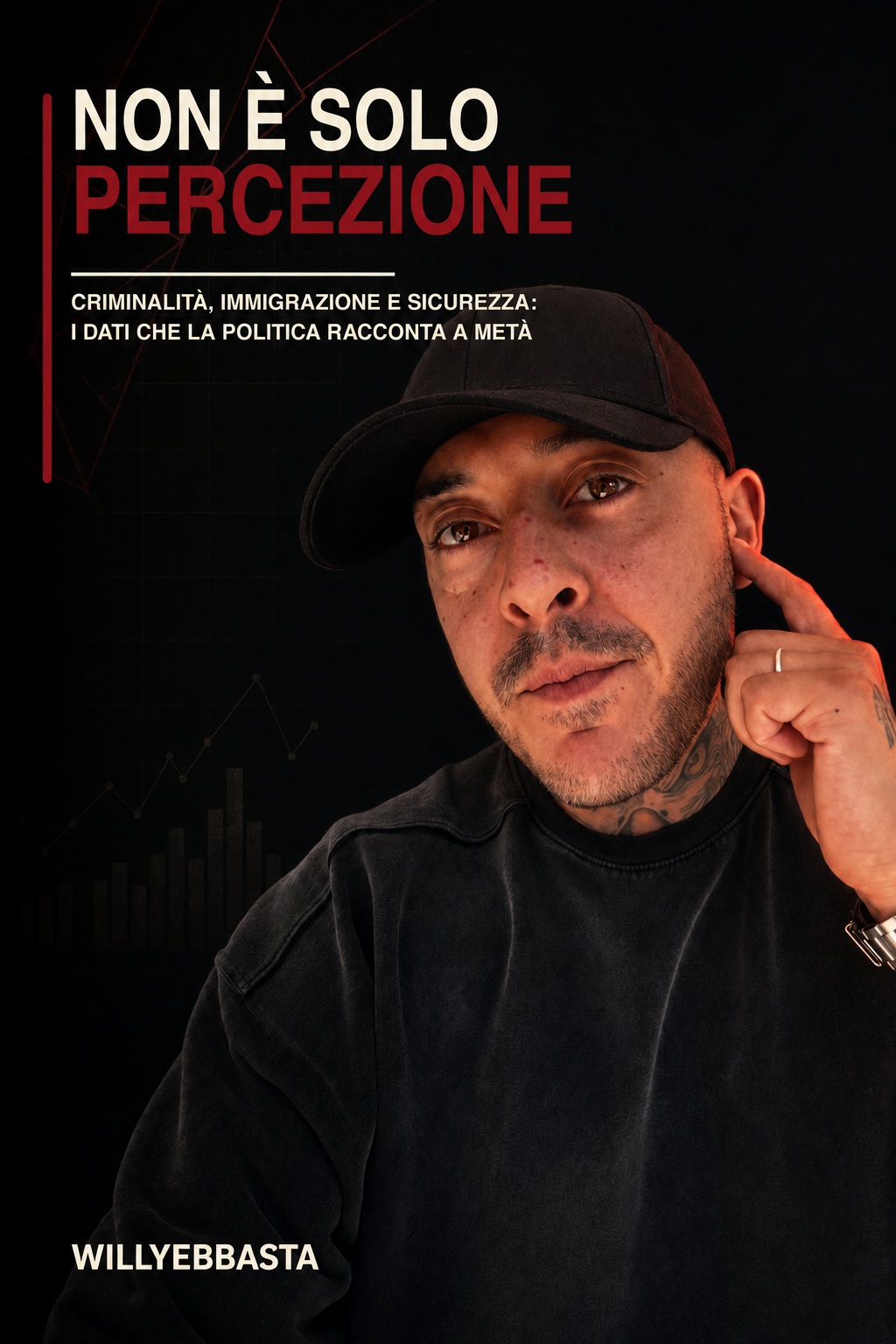 Copertina di lavorazione di Non è solo percezione, primo libro di Willyebbasta